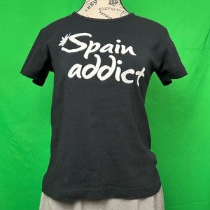 Black Cotton T-shirt for Spain Addicts. Size M.